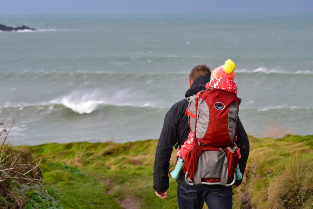 Hiking in Polzeath, Cornwall with the Osprey Poco baby carrier