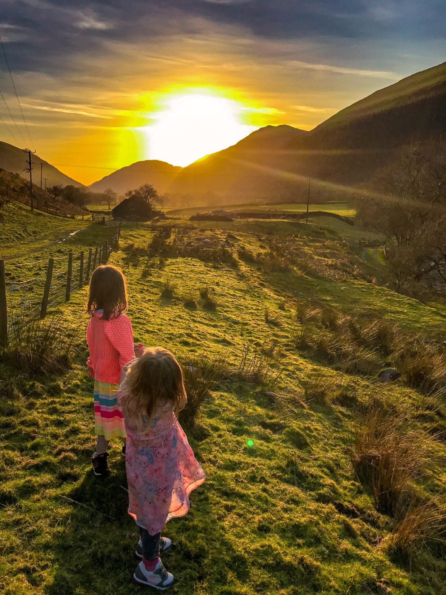 Snowdonia sunset with kids