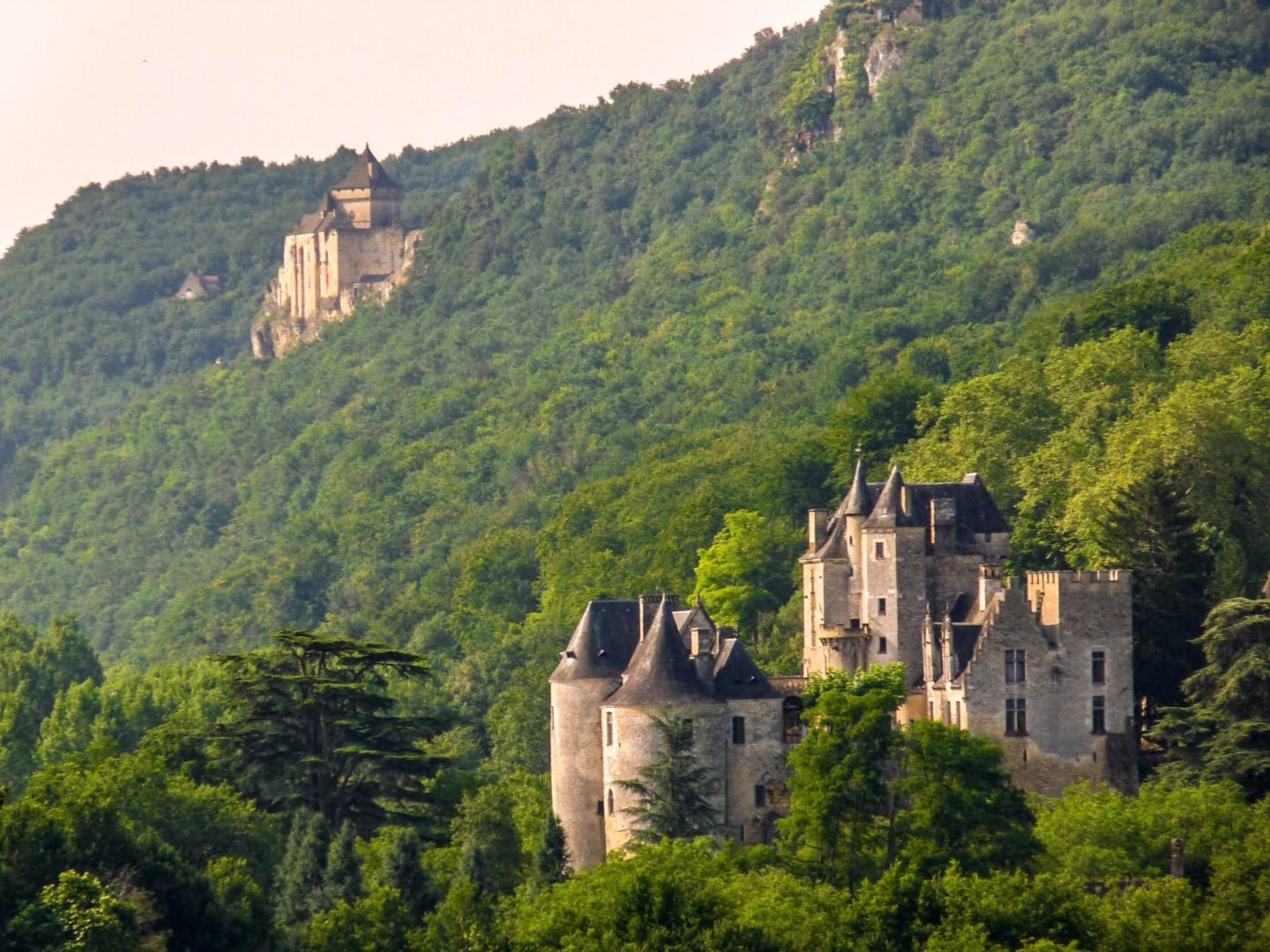 Dordogne valley view of two chateaux france