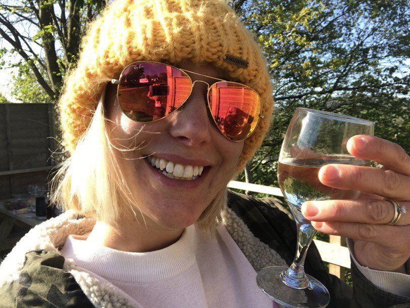 Wine at the glamping pod