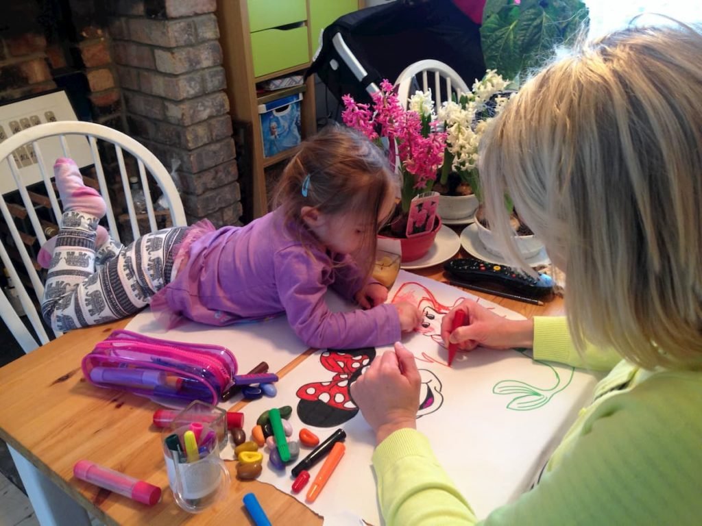 colouring with kids at home