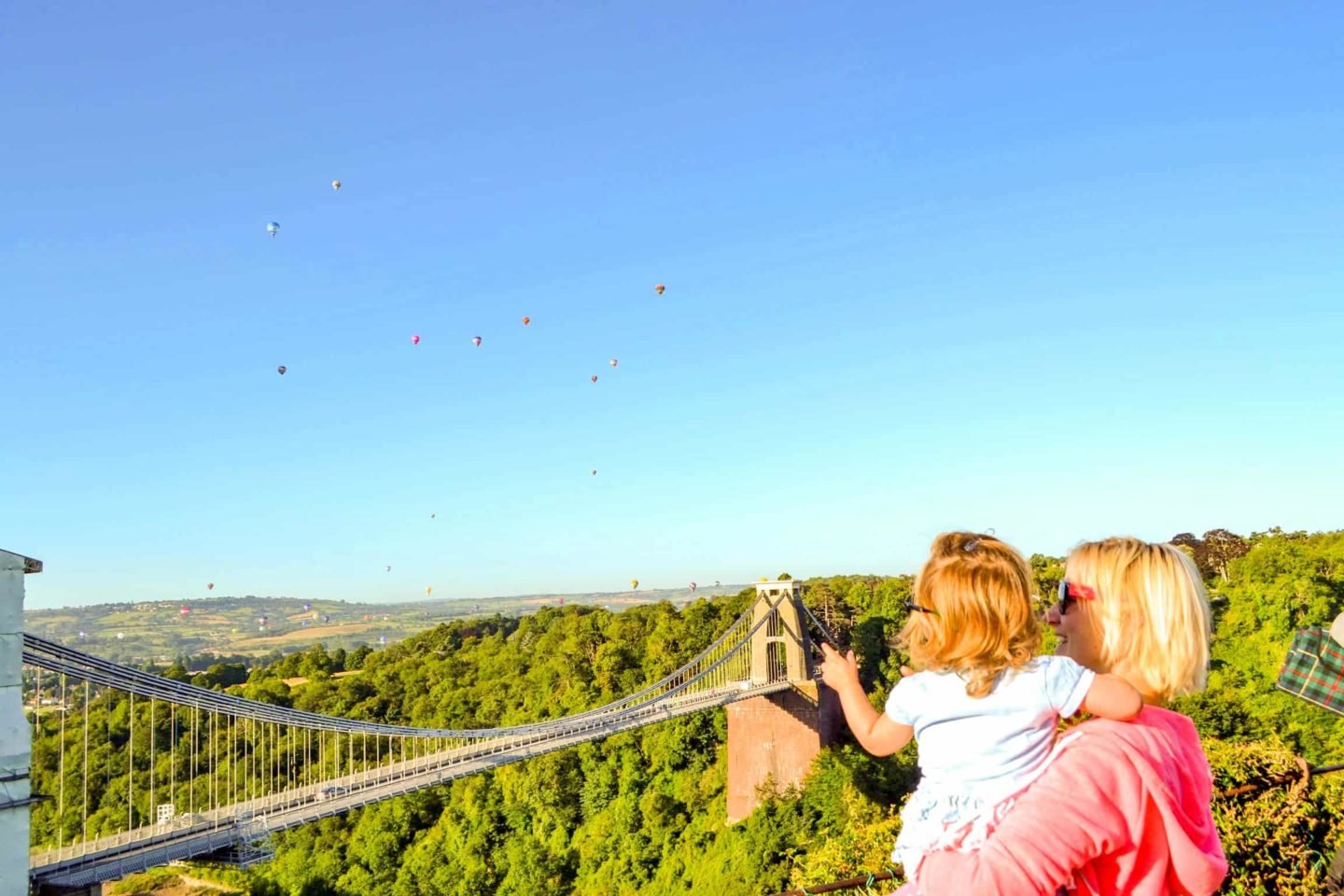 Watching balloons over Clifton Suspension Bridge, Bristol