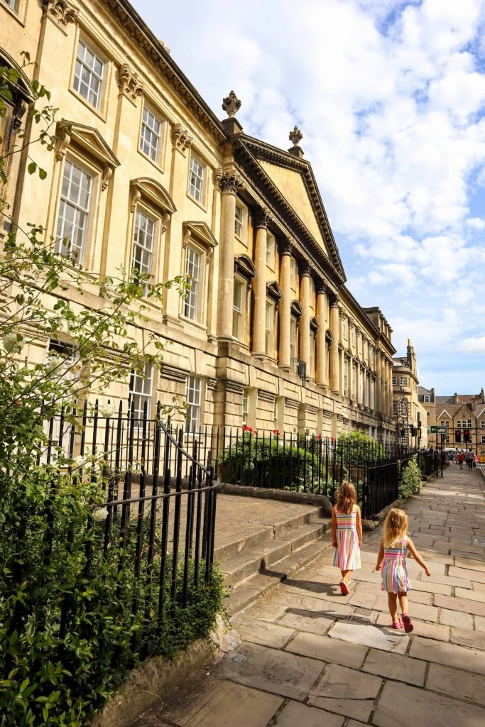 Street in Bath with kids