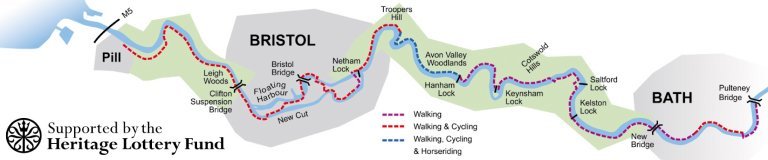 River Avon Trail map - walks in Bristol