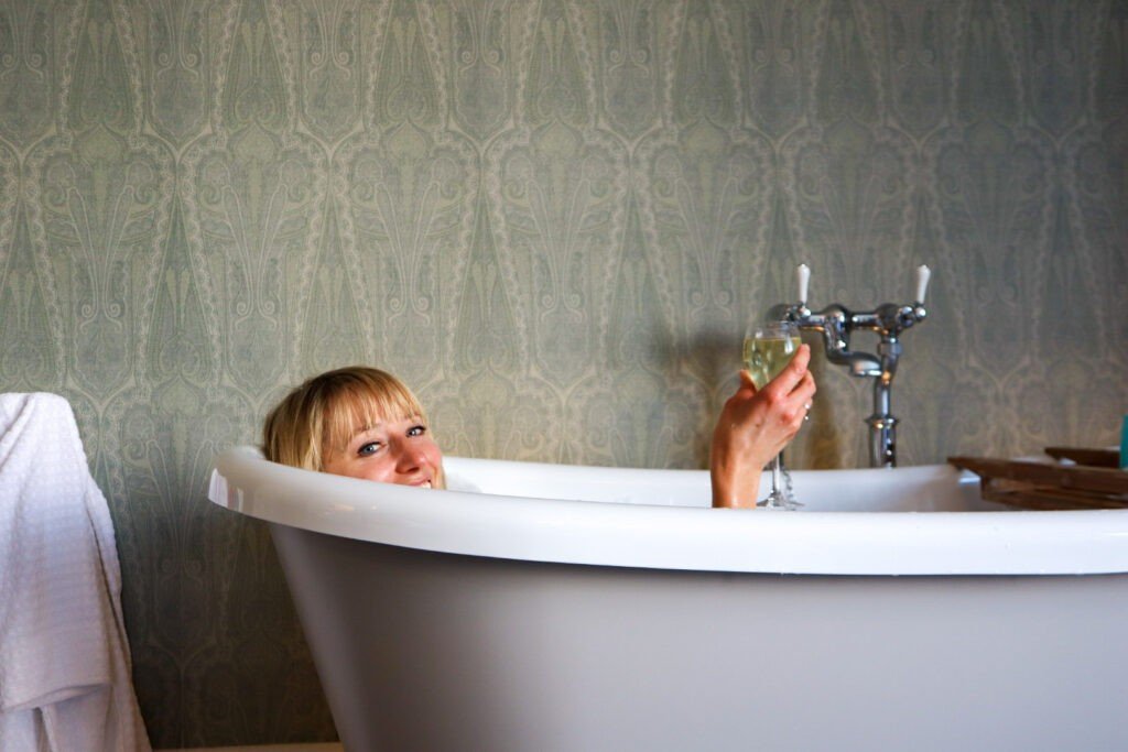 Me in the bath at Carbis Bay hotel and spa, Cornwall