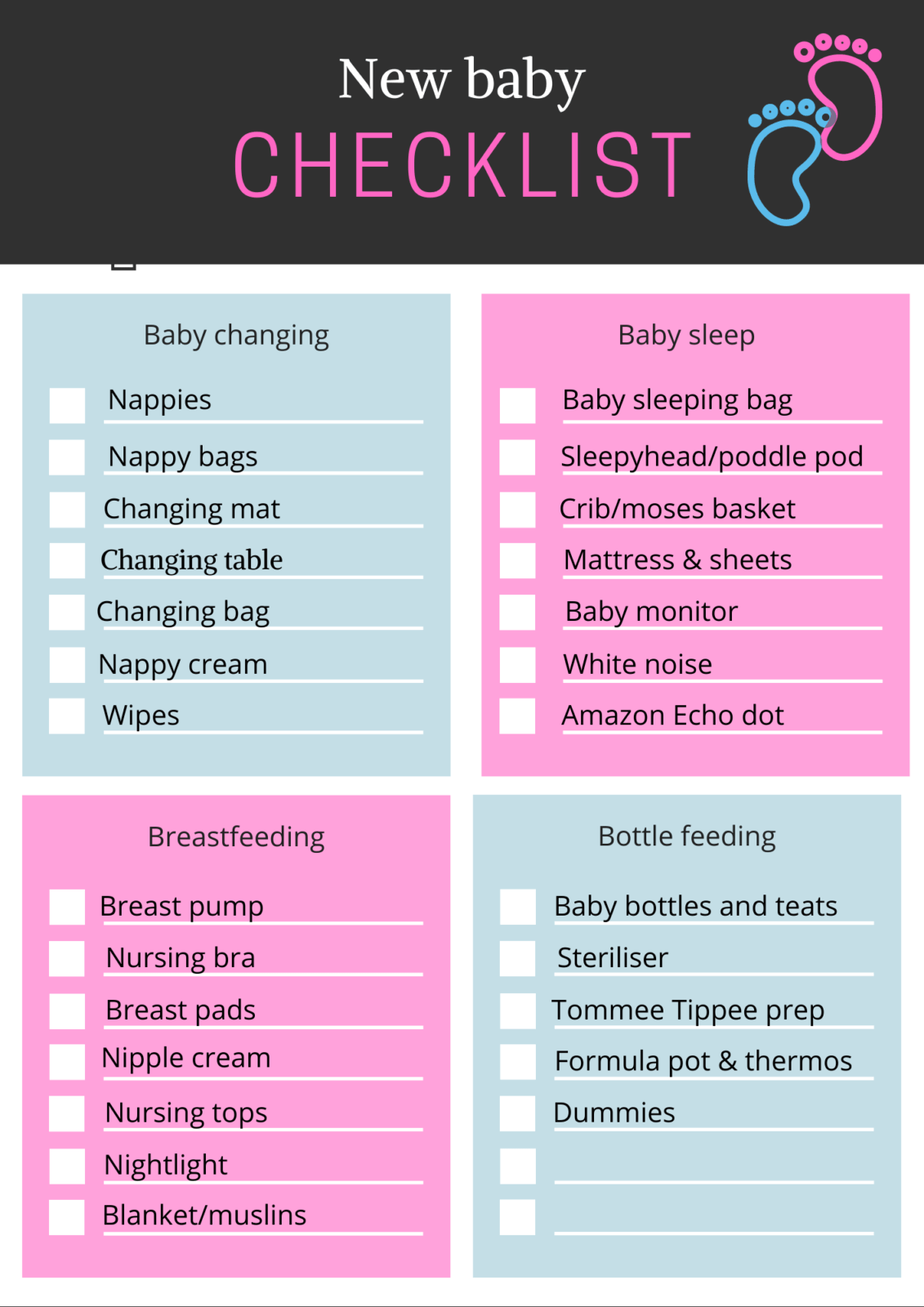 Newborn Checklist Printable