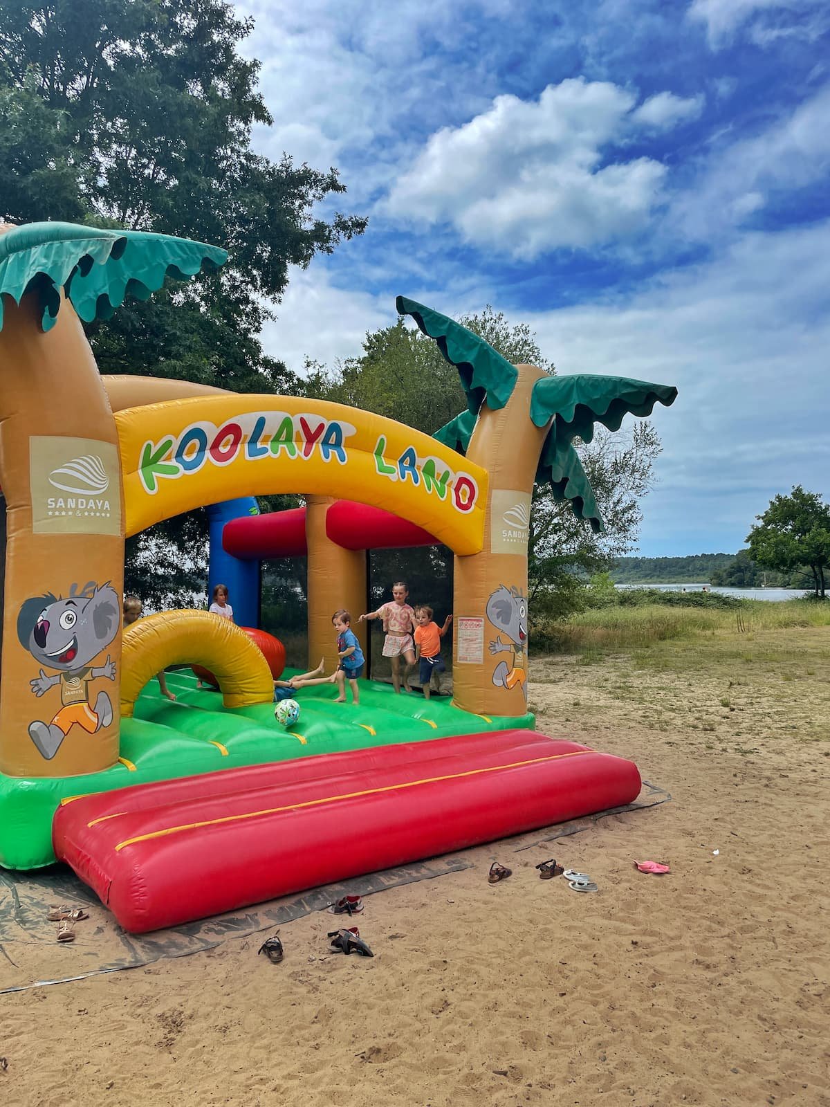 Bouncy castle beside Lac Leon, France