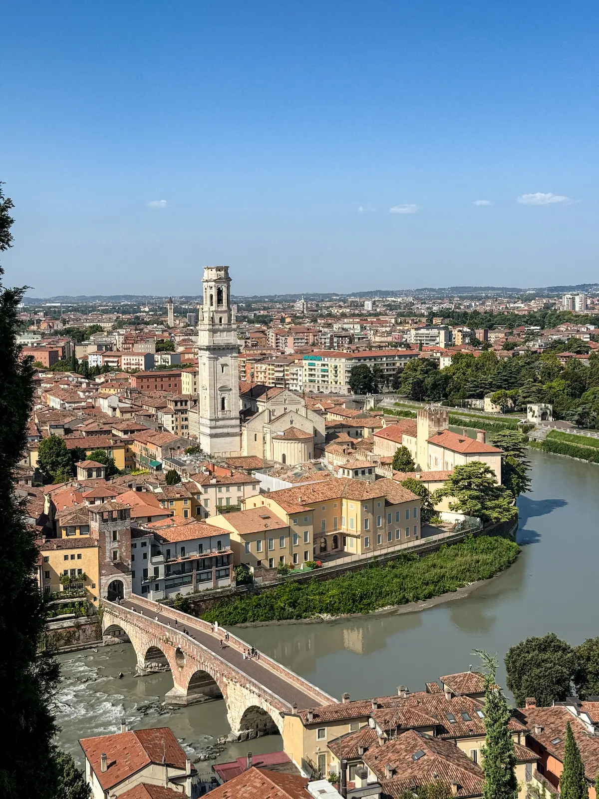 Verona terracotta rooftop views river funicular italy day trip