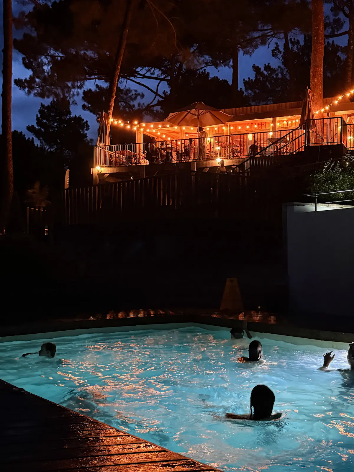 Huttopia Arcachon swimming pool and lodge France