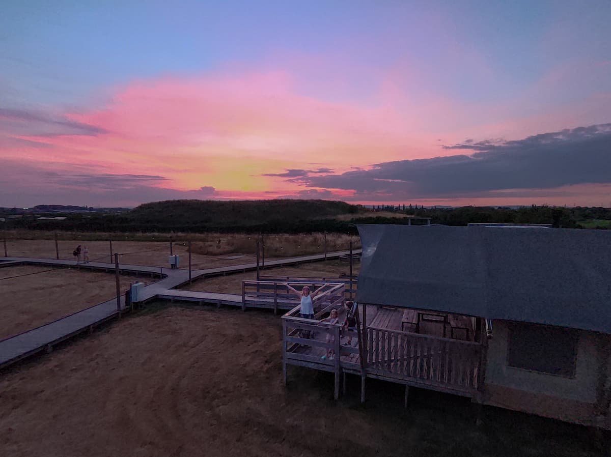 The Camp at the Wave Bristol sunset drone photo